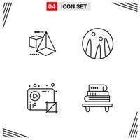 4 Icons Line Style Grid Based Creative Outline Symbols for Website Design Simple Line Icon Signs Isolated on White Background 4 Icon Set vector