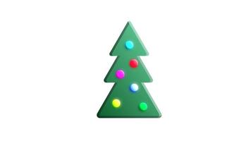 Festive green Christmas tree with round toys and garlands for the holiday New Year's Carthon on a white background. Abstract background. Video in high quality 4k, motion design