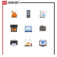 Pictogram Set of 9 Simple Flat Colors of brick laptop catalogue draw fashion Editable Vector Design Elements