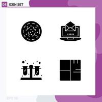 Universal Icon Symbols Group of 4 Modern Solid Glyphs of halloween test worm mail architecture Editable Vector Design Elements