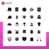 Group of 25 Solid Glyphs Signs and Symbols for analytics graph language chart ux Editable Vector Design Elements