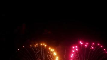 abstract colorful holiday fireworks background celebrate new year's eve welcome new year festival of happiness fireworks display in night sky video