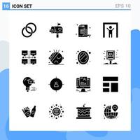 Modern 16 solid style icons Glyph Symbols for general use Creative Solid Icon Sign Isolated on White Background 16 Icons Pack Creative Black Icon vector background