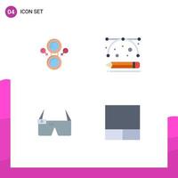 User Interface Pack of 4 Basic Flat Icons of mirror google glass design production drawing tools grid Editable Vector Design Elements