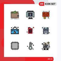 9 Creative Icons Modern Signs and Symbols of coffee drink video case baggage Editable Vector Design Elements