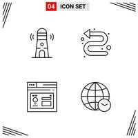 4 Icons Line Style Grid Based Creative Outline Symbols for Website Design Simple Line Icon Signs Isolated on White Background 4 Icon Set Creative Black Icon vector background