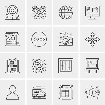 16 iconos de negocios universales vector ilustración de icono creativo para usar en proyectos relacionados con la web y dispositivos móviles