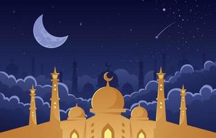 concepto de mezquita por la noche vector