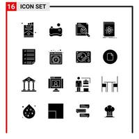 16 General Icons for website design print and mobile apps 16 Glyph Symbols Signs Isolated on White Background 16 Icon Pack vector