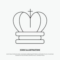 Crown King Royal Empire Line Icon Vector