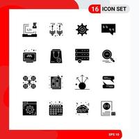 Universal Icon Symbols Group of 16 Modern Solid Glyphs of booking search internet online message Editable Vector Design Elements