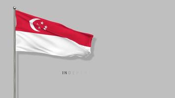 Singapore vlag golvend in de wind 3d weergave, gelukkig onafhankelijkheid dag, nationaal dag, chroma sleutel groen scherm, luma matte selectie van vlag video