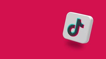 aplicación tiktok icono 3d de gran tamaño giratorio, espacio para texto en el lado derecho, representación 3d, clave de croma, selección de mate luma, tercer icono 3d inferior video