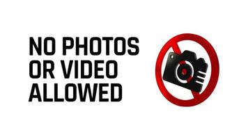 No Photos or Video Allowed Sign 3D Rendering, No Camera Use, 3D Rendering, Chroma Key, Luma Matte Selection