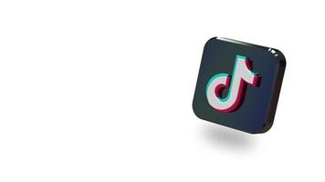 application tiktok rotation de l'icône 3d de grande taille, espace pour le texte sur le côté droit, rendu 3d, clé chroma, sélection luma matte, troisième icône 3d inférieure video