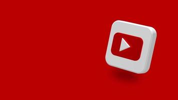 YouTube App Large Size 3D Icon Rotating, Space for Text on Right Side, 3D Rendering, Chroma Key, Luma Matte Selection, Lower Third 3D Icon video