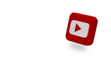 YouTube App Large Size 3D Icon Rotating, Space for Text on Right Side, 3D Rendering, Chroma Key, Luma Matte Selection, Lower Third 3D Icon video