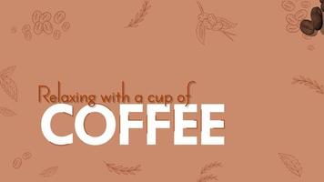 Coffee Beans Falling from Right Side on Relaxing with a Cup of COFFEE Text, 3D Rendering video