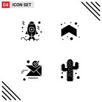 Stock Vector Icon Pack of 4 Line Signs and Symbols for app send launch up ok Editable Vector Design Elements