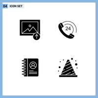 Modern Set of 4 Solid Glyphs Pictograph of image user call support block Editable Vector Design Elements