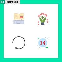 paquete de 4 iconos planos creativos de flechas de cambio de regalo de facebook rotar clave elementos de diseño vectorial editables vector