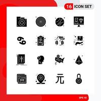 16 Universal Solid Glyph Signs Symbols of astrology programmer shield development coding Editable Vector Design Elements