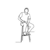 continuous line of men sitting on chairs vector