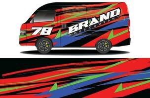 cargo van wrap sticker design. Abstract graphic line racing background kit design for vehicle wrap, race car, camper car, rally car, and more vector