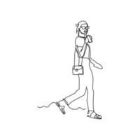 continuous line of beautiful women posing vector