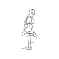 continuous line of women jogging vector