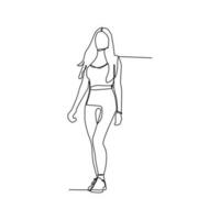 continuous line of beautiful women posing vector