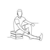 continuous line of men sitting on chairs vector