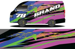 cargo van wrap sticker design. Abstract graphic line racing background kit design for vehicle wrap, race car, camper car, rally car, and more vector