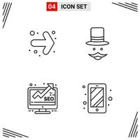 4 Icons Line Style Grid Based Creative Outline Symbols for Website Design Simple Line Icon Signs Isolated on White Background 4 Icon Set Creative Black Icon vector background