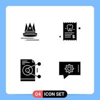 4 Solid Black Icon Pack Glyph Symbols for Mobile Apps isolated on white background 4 Icons Set Creative Black Icon vector background