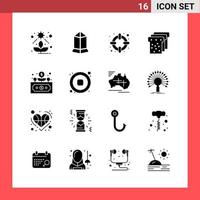 16 Icon Pack Solid Style Glyph Symbols on White Background Simple Signs for general designing vector