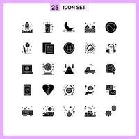 Set of 25 Modern UI Icons Symbols Signs for flora cancel moon ban security Editable Vector Design Elements