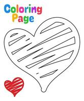 página para colorear con corazón para niños vector