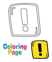 Coloring page with Attention sign for kids vector