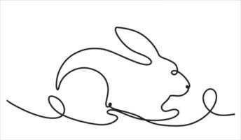 Rabbit symbol of the new year 2023 in a linear style. Cute hare for new year and easter. Chinese New Year card. Vector holiday illustration.