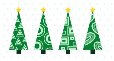 Vector Christmas tree collection. Isolated geometric decorated tree on white