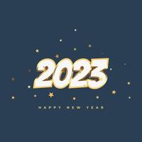 Diseño de texto del logotipo de feliz año nuevo 2023. colección de símbolos de feliz año nuevo 2023. tarjeta de felicitación, pancarta, póster. ilustración vectorial-01 vector