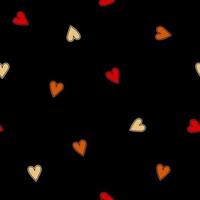 Seamless patern colored hearts on a black background vector