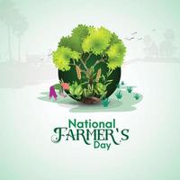 National Farmers Day Banner - 23 December, Farmer For Kisan Diwas Vector Illustration, Indian day Kisan diwas means farmer days,