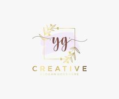 Initial YG feminine logo. Usable for Nature, Salon, Spa, Cosmetic and Beauty Logos. Flat Vector Logo Design Template Element.