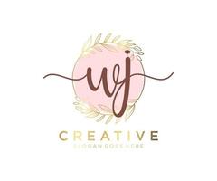 Initial WJ feminine logo. Usable for Nature, Salon, Spa, Cosmetic and Beauty Logos. Flat Vector Logo Design Template Element.