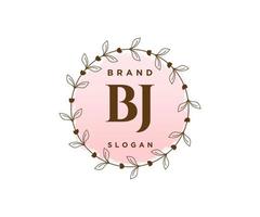logotipo femenino bj inicial. utilizable para logotipos de naturaleza, salón, spa, cosmética y belleza. elemento de plantilla de diseño de logotipo de vector plano.