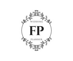 colección de logotipos de monograma de boda con letras iniciales fp, plantillas florales y minimalistas modernas dibujadas a mano para tarjetas de invitación, guardar la fecha, identidad elegante para restaurante, boutique, café en vector