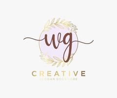 logotipo femenino wg inicial. utilizable para logotipos de naturaleza, salón, spa, cosmética y belleza. elemento de plantilla de diseño de logotipo de vector plano.