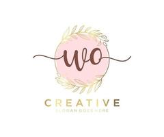 Initial WO feminine logo. Usable for Nature, Salon, Spa, Cosmetic and Beauty Logos. Flat Vector Logo Design Template Element.